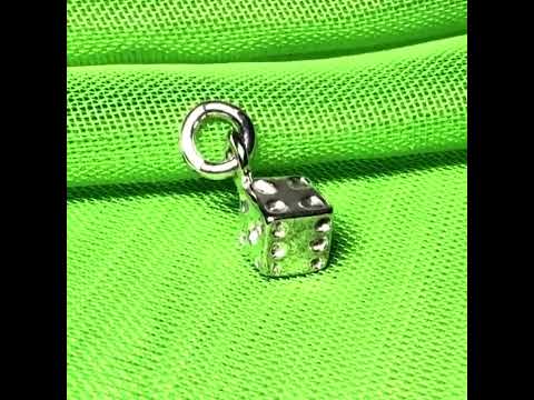 Video of a Small dice shaped sterling silver charm