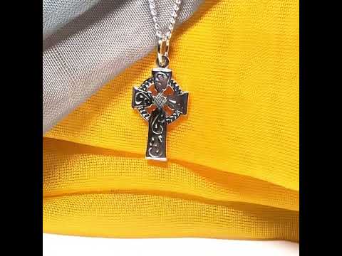 Solid Sterling Silver Celtic Cross With Chain