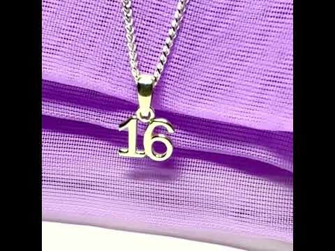 Sweet 16 shaped solid necklace sterling silver 16th pendant with chain