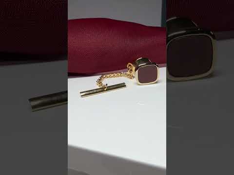 Tie Pin Gold Plated Cushion Shaped Red Cornelian Tie Tac