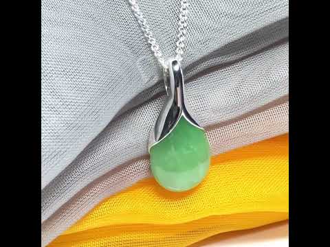 Real green jade necklace in a teardrop or pear shaped, simply stunning