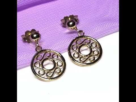 Video of Round yellow gold drop earrings