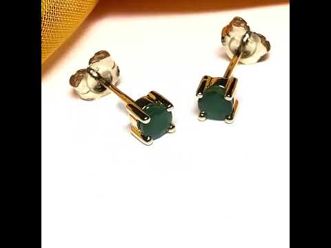 Pair of real ruby earrings round yellow gold claw set studs