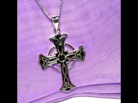 Enamelled Sterling Silver Celtic Cross Including Chain