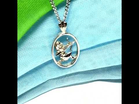 Video of a Sagittarius Archer Zodiac Oval Necklace Sterling Silver Pendant