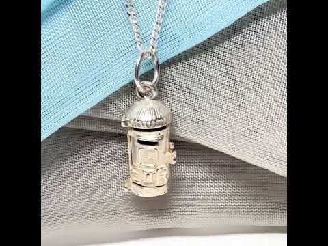 Video of a Post Box Solid Sterling Silver Necklace with a chain included