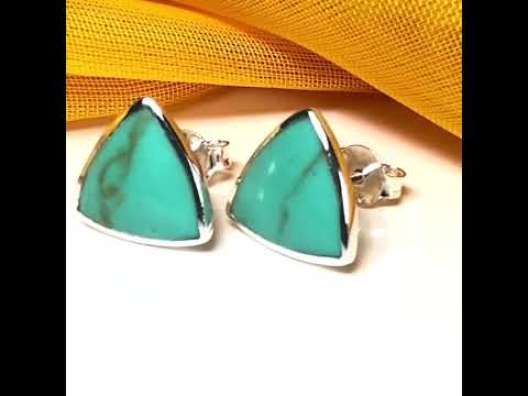 Sterling silver turquoise stud earrings triangle shaped