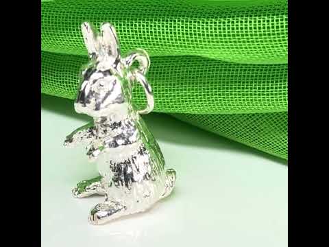 Rabbit charm solid sterling silver