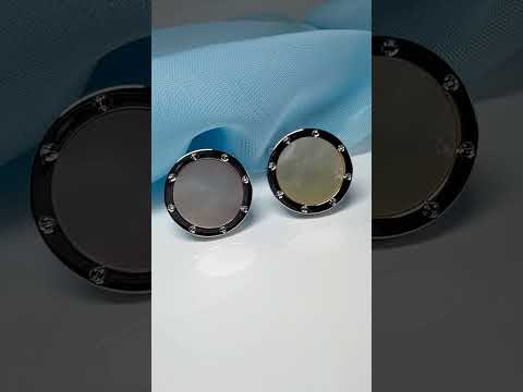 Real Mother of Pearl silver plated round cufflinks