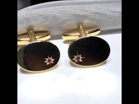Video of Real Ruby set oval cufflinks
