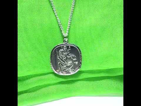 Solid Sterling Silver Cushion Shaped St. Christopher