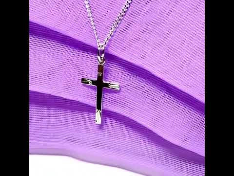 Sterling Silver Diamond Cut Cross Necklace