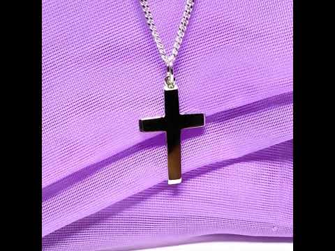Plain sterling silver cross including chain