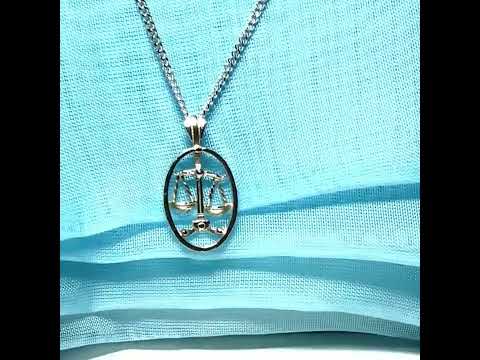 Video of a Libra Zodiac Oval Necklace Sterling Silver Pendant