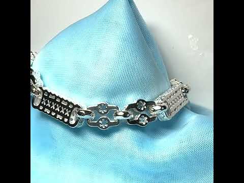 Ladies bracelet  heavy sterling silver patterned fancy large link