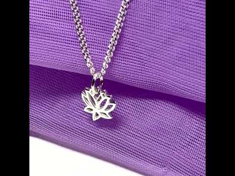 Lotus flower shaped necklace sterling silver petite pendant