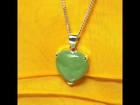 Heart shaped real green jade necklace with a claw set pendant and chain, simply gorgeous