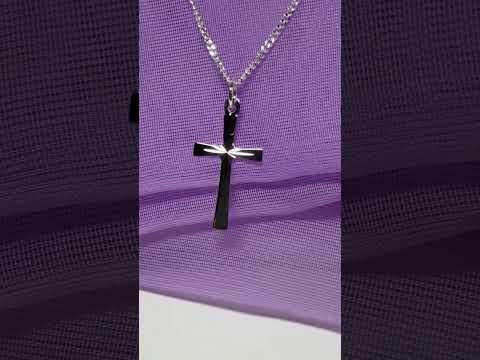 Solid white gold cross patterned diamond cut Cross