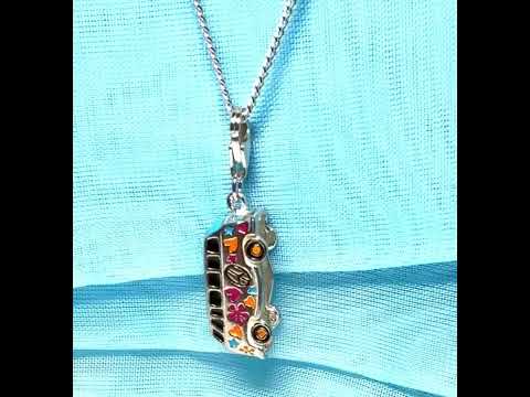 Video of a Volkswagen inspired bus VW camper van necklace sterling silver pendant with chain