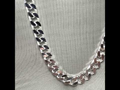 Video of Sterling Silver Solid Curb Necklace Chain Men's Gents
