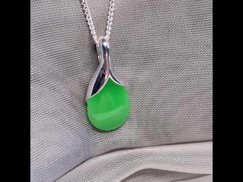 A stunning real green jade necklace in a teardrop, a timeless designed pendant