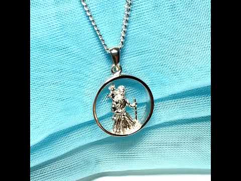 Round sterling silver St. Christopher including chain
