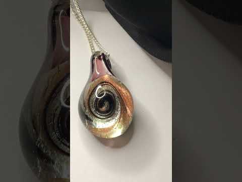 Video of a Real Murano glass necklace copper, clear and black coloured pendant including chain