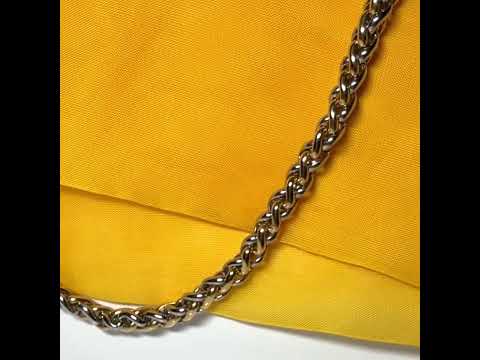 Men's heavy solid necklace two tone stainless steel & gold plated 22 inches