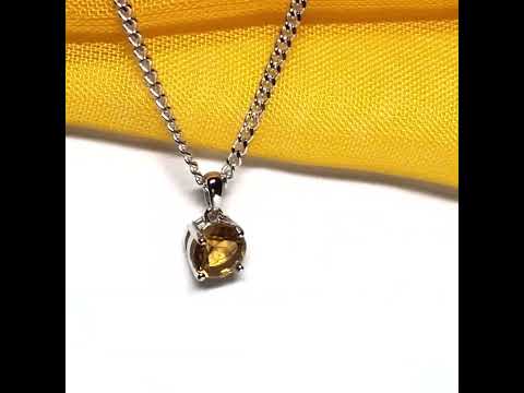Yellow real round citrine necklace sterling silver pendant, simply gorgeous