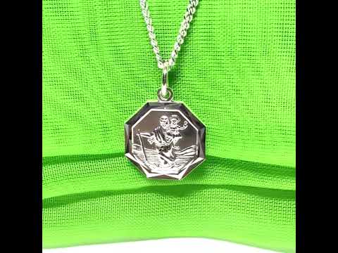 Sterling Silver Octagonal St. Christopher Including Chain