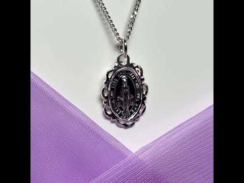 Miraculous pendant solid sterling silver oval Mary Magdalene necklace including chain