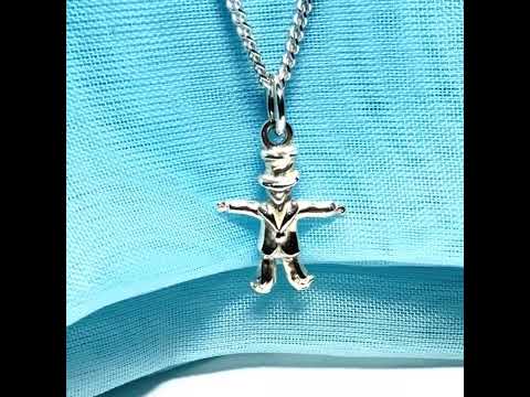 Scarecrow shaped solid necklace sterling silver with chain