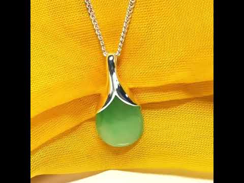 Real green jade necklace in a teardrop or pear shape, a really meaningful designed pendant