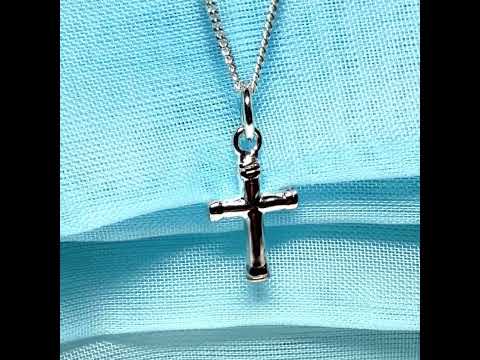 Small patterned cross necklace sterling silver cross including chain
