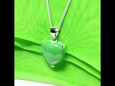 A real green jade pendant heart shaped sterling silver, a traditionally designed necklace