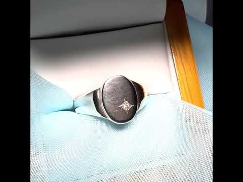 Men's sterling silver oval gents stone set signet ring