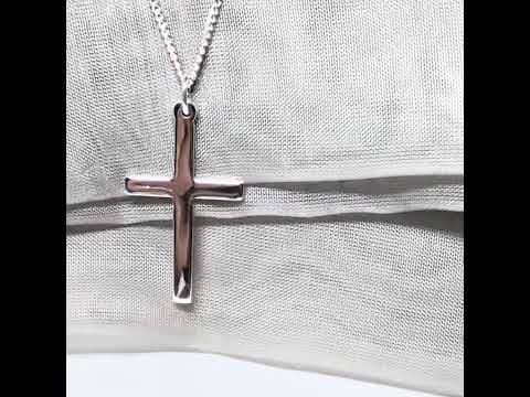 Cross and chain highly polished with a round pendant loop on top