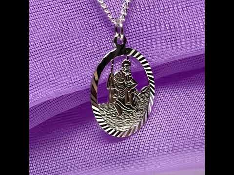 Oval St Christopher solid sterling silver pierced