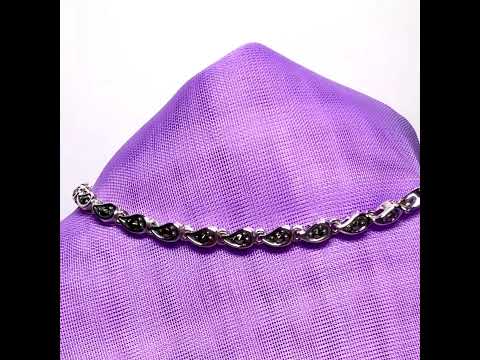 Fancy tear shaped link real marcasite sterling silver bracelet