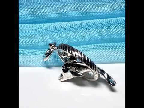 Video of Dolphin Jumping Through Hoop Charm Sterling Silver