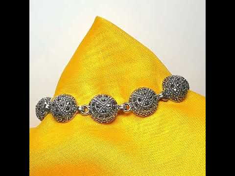 Video of a Real marcasite sterling silver bracelet round shaped