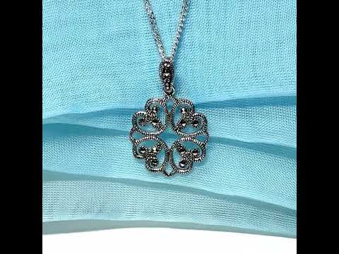 Marcasite necklace round shaped sterling silver