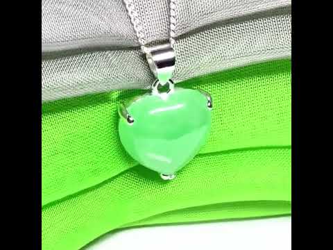 A real green jade pendant heart shaped sterling silver, a gorgeous design necklace with chain