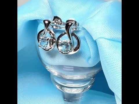 Video of a pair of real blue topaz stud drop earrings fancy round twisted swirl designed