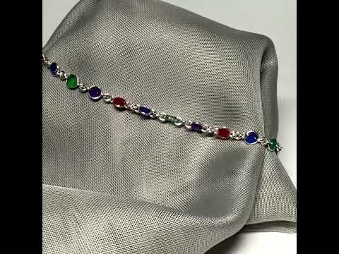 Video of a Multi Coloured Enamel Sterling Silver Fancy Link Solid Ladies Bracelet