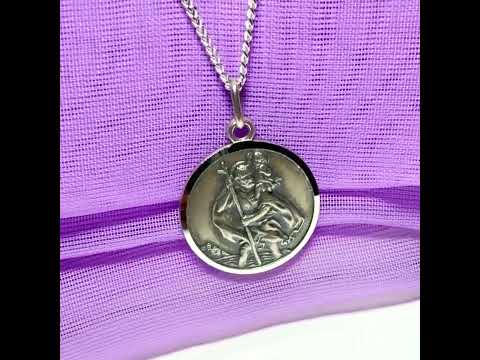 Round sterling silver St. Christopher 20 mm