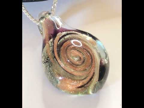 Murano glass golden necklace teardrop pear shaped pendant
