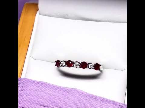 Video of a white Gold Real Ruby And Real Diamond Claw Set Eternity Ring