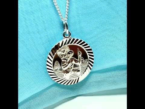 Diamond Cut Solid Sterling Silver St. Christopher Necklace