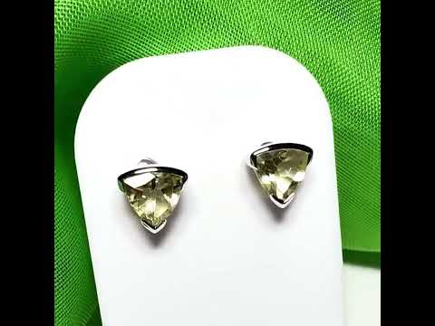 Video of a pair of Triangle shape real citrine sterling silver earrings